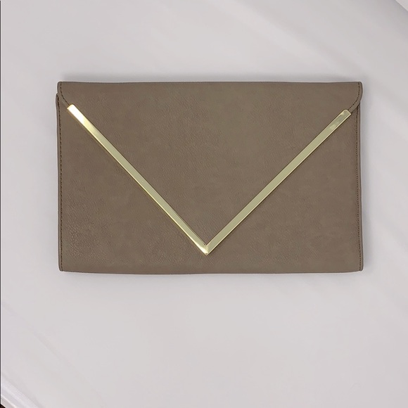 ATTITUDE JAY MANUEL Taupe Envelope Clutch - Picture 1 of 3